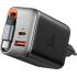 Mcdodo CH-4100 Super-Fast Wall Charger 2IN1 USB-C & USB-A GAN 67W 3A, Display + Retractable Cable 65 cm 60W - Black